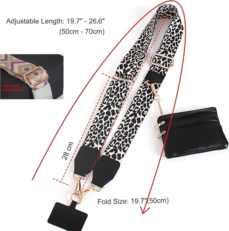 SCINYMC Clip and Go Strap for Phone with Wallet Crossbody, Adjustable Phone Strap with Wallet, Phones Straps with Zippered Pouch, Crossbody iPhone Straps for All Phones, Leopard - Image 4